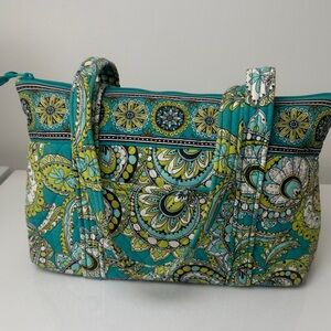 Vintage Vera Bradley Quilted Tote Bag – Teal Green Floral Print